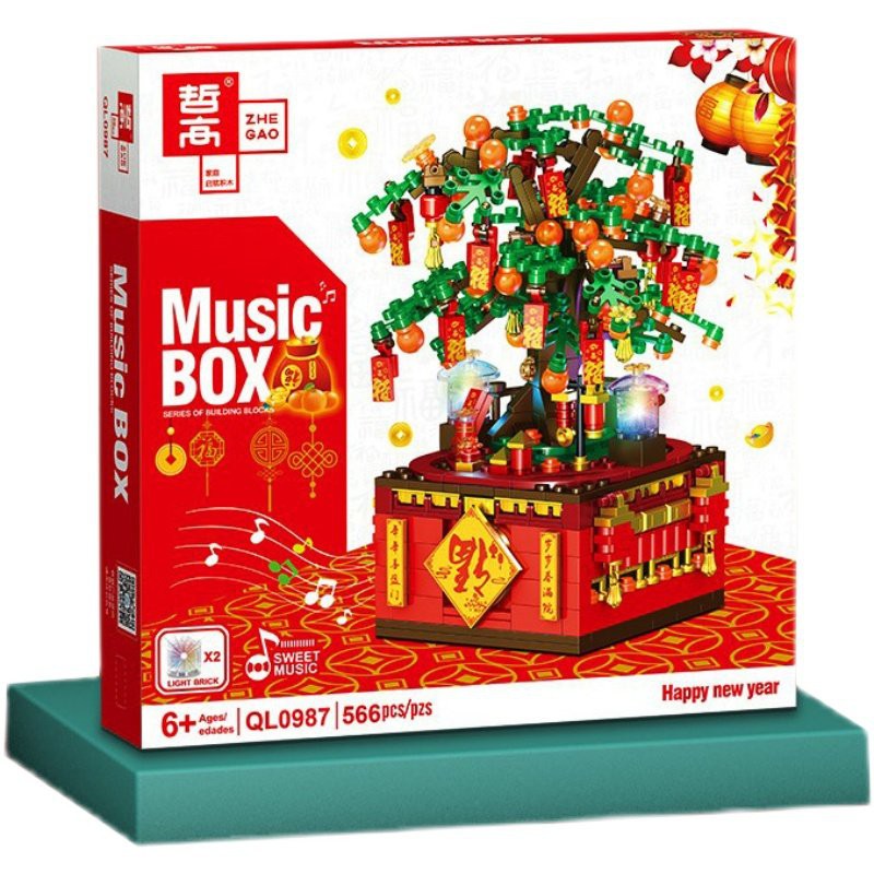 Đồ chơi lắp ráp QL0987 mô hình cây quất ngày tết có đèn và nhạc cực xinh và chất, mẫu mới nhất 2021