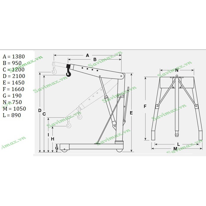 Cẩu móc động cơ 2 tấn KOCU nâng hàng bánh xe đúc thép nguyên chất