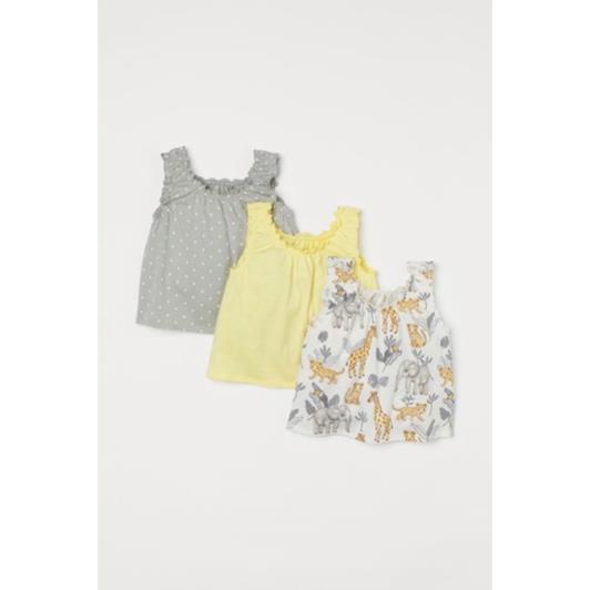Set 3 áo cotton sát nách mềm chuẩn HM UK cho bé gái