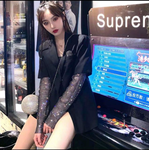 Áo vest ống tay đá bling