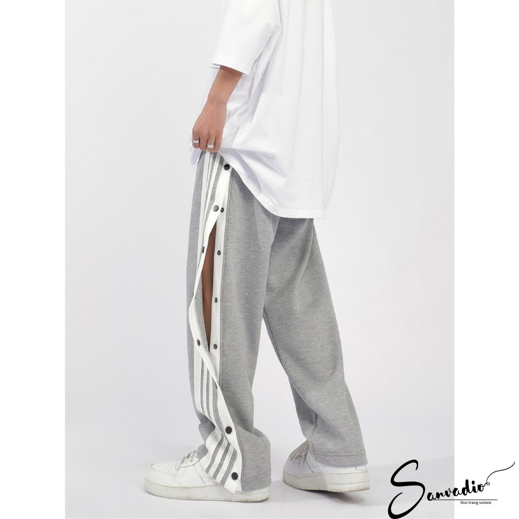Quần ống suông nam SANVADO CÚC POLY Unisex phối ba sọc thể thao Basic nam nữ Oversize mùa hè phong cách đường phố QD46