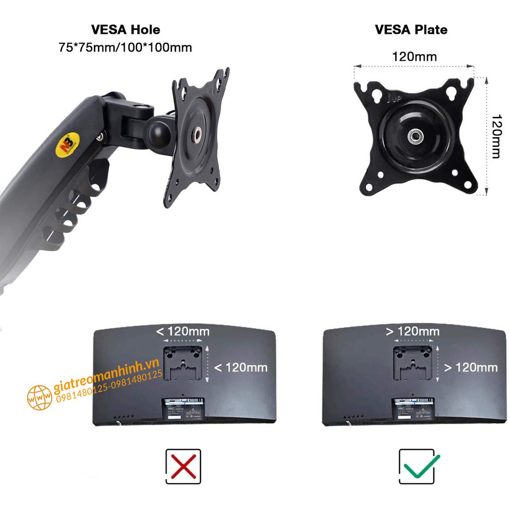 Giá Treo 2 Màn Hình NB-F160 Hỗ Trợ Màn 17 -30 Inch / Tải Trọng 9Kg 1 Tay - Lắp Đặt Kẹp Bàn &amp; Vít Xuyên Bàn - Model 2022