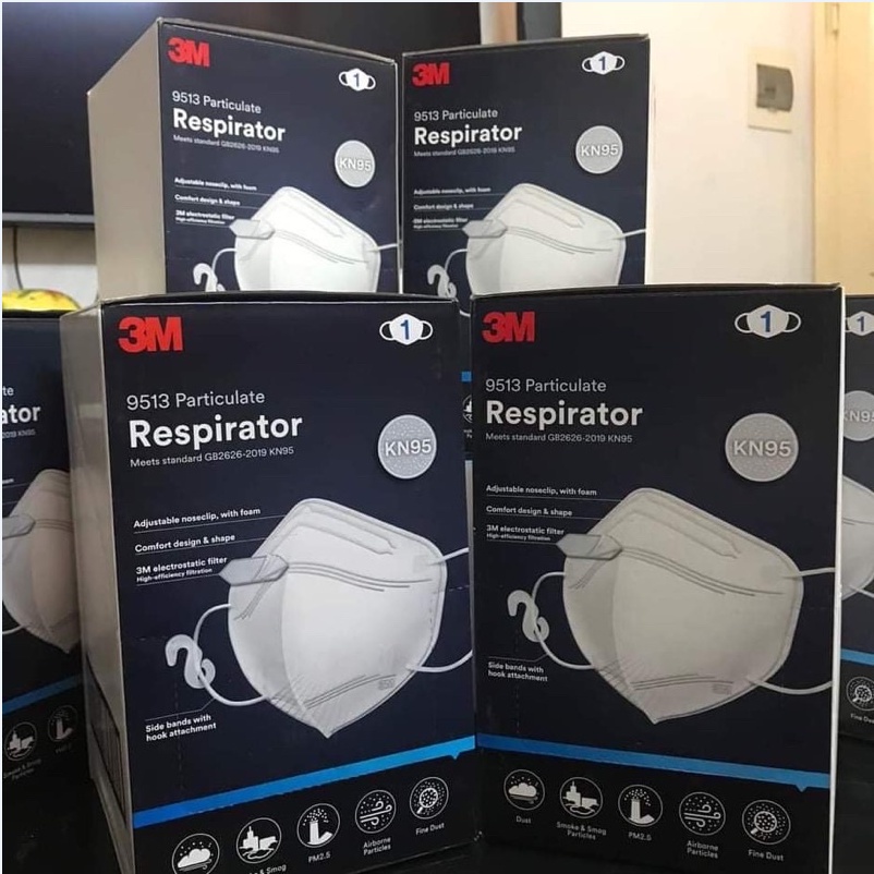Hộp 45 chiếc khẩu trang chính hãng 3M 9513 KN95 Singapore, màu trắng_Chính hãng Mask3M