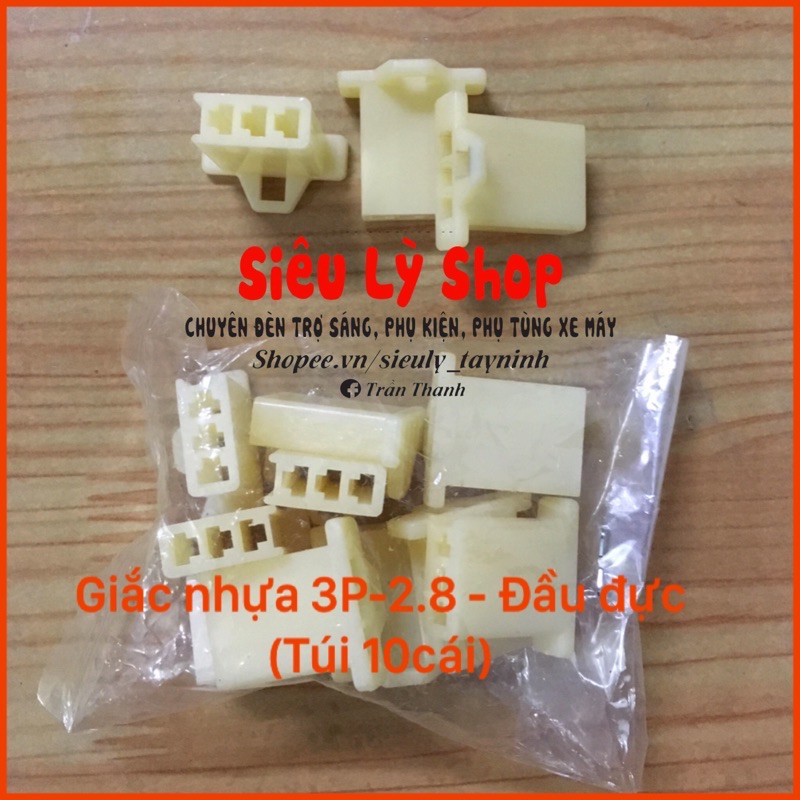 Giắc nhựa xe máy 3P-2.8 - Đầu đực (Set 10cái)