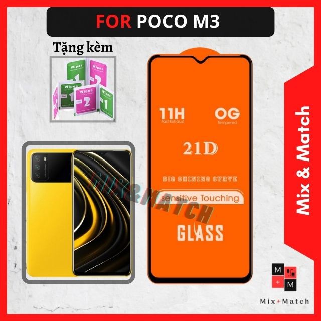 Kính Cường Lực Xiaomi POCO M3 - Siêu Mượt-Full màn cao cấp- Cảm ứng siêu nhạy-Không bám vân tay - Bảo hành 1 đổi 1