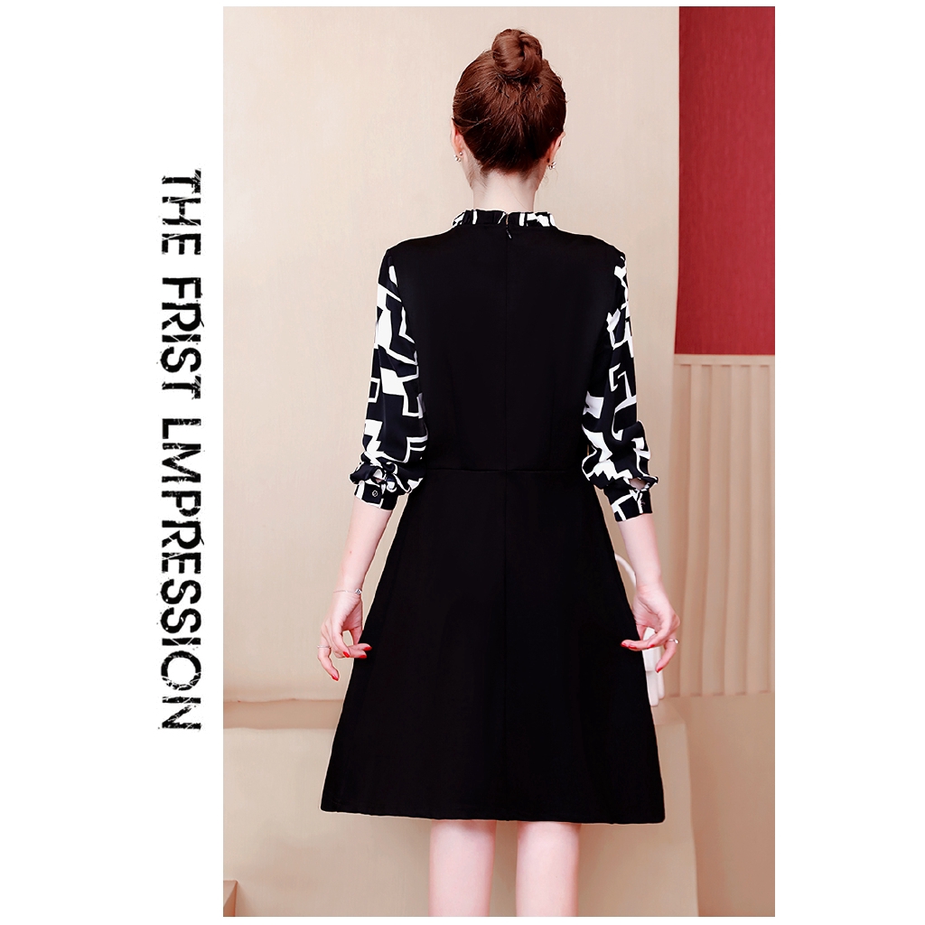 3XL 4XL 5XL Korean Fashion Long Sleeve Women Plus Size Midi Dress Black Loose Casual Midi Dresses