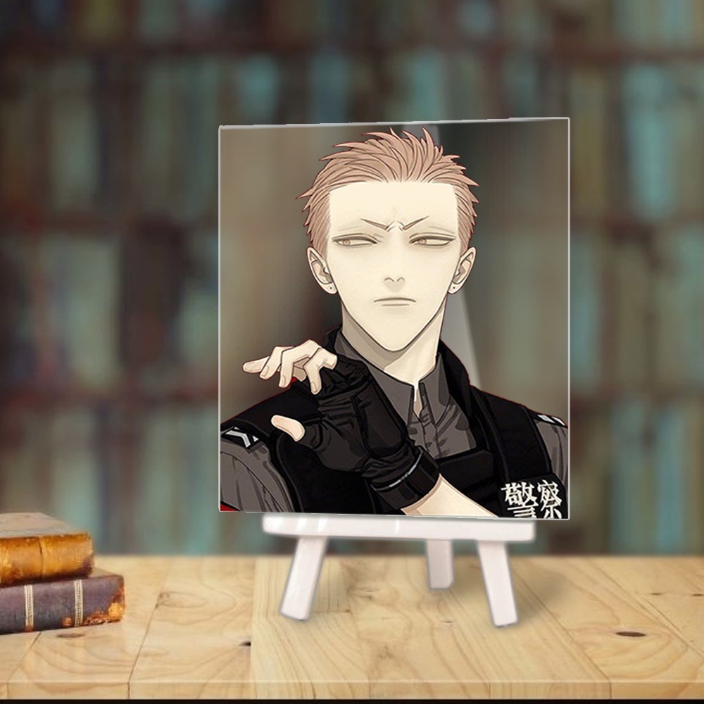 Tranh kính 19 DAYS manhua anime chibi acrylic mica trong trưng bày trang trí góc học tập giá gỗ