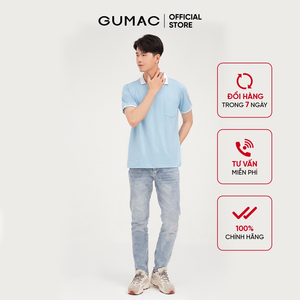 [Mã WABRGD12 giảm 10% đơn 250K] Áo thun nam bo cổ phối túi GUMAC đủ màu, phong cách thanh lịch ATNB480