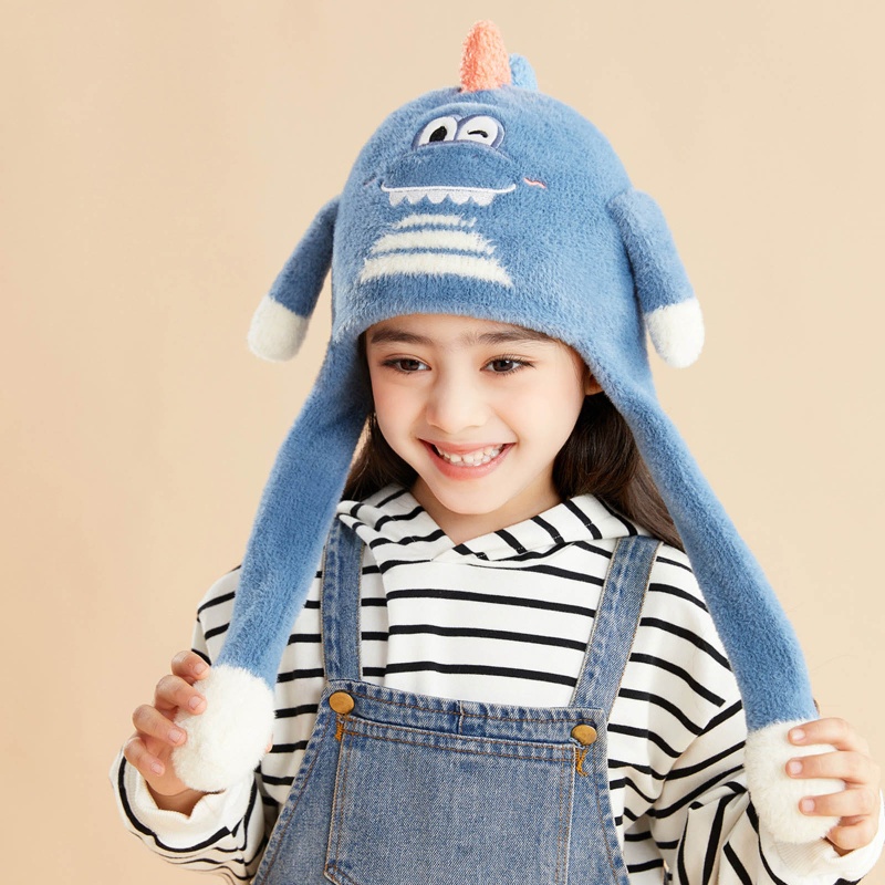 Mũ Beanie Mềm Phối Tai Thỏ Có Thể Chuyển Động Vui Nhộn Thời Trang Mùa Đông Cho Bé Gái