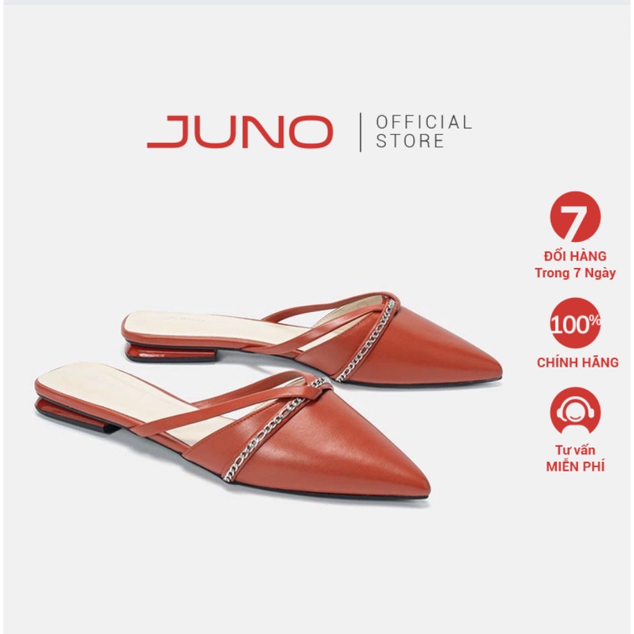 JUNO - Giày Búp Bê Phối Chất Liệu Có Vân - BB03072