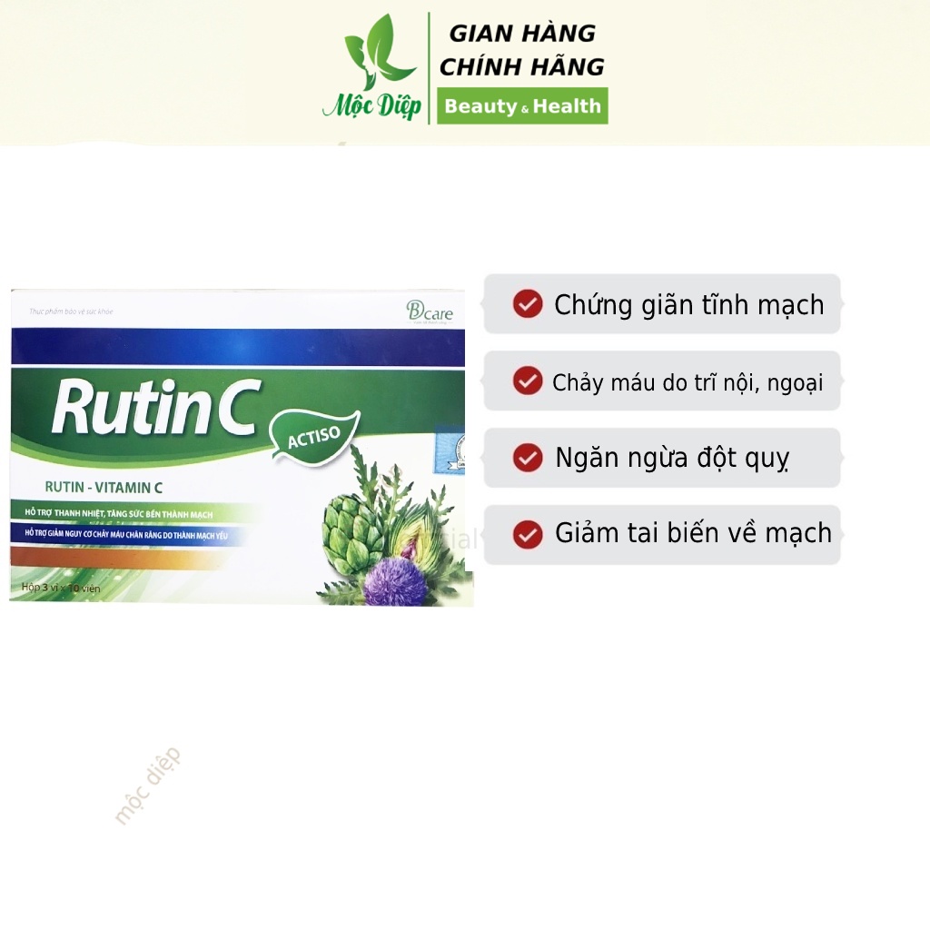 Viên uống bổ sung Vitamin C Rutin C B Complex giảm xuất huyệt mạch máu, nhiệt miệng, chảy máu chân răng - Mộc Diệp