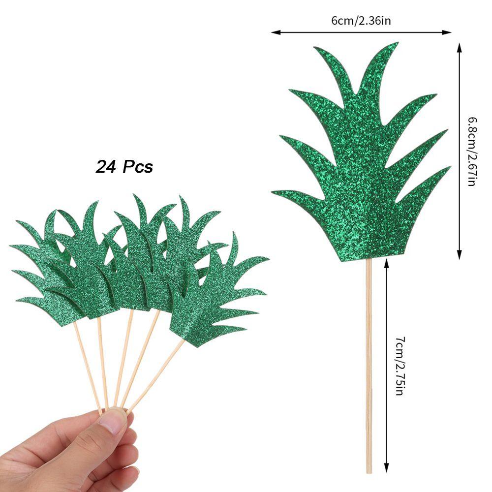 YNATURAL Set 24 Que Cắm Trang Trí Bánh Cupcake Chủ Đề Quả Dứa Nhiệt Đới