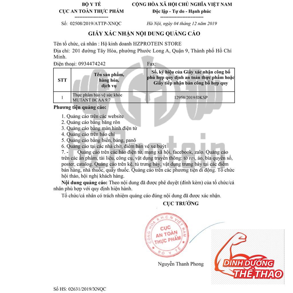 MUTANT BCAA 9.7 - HỖ TRỢ PHỤC HỒI, PHÁT TRIỂN CƠ BẮP