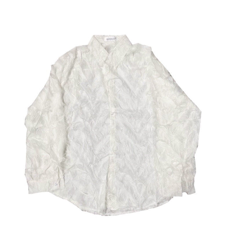 Áo Sơ Mi Dài Tay Xuyên Thấu Hình Lông Vũ Thời Thượng Phong Cách Phương Tây Cho Nam DJ