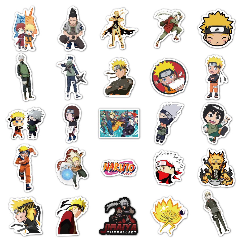 Set 30 Sticker hoạt hình Naruto cho các fan trang trí sách vở, nhật ký, sổ tay, điện thoại, laptop