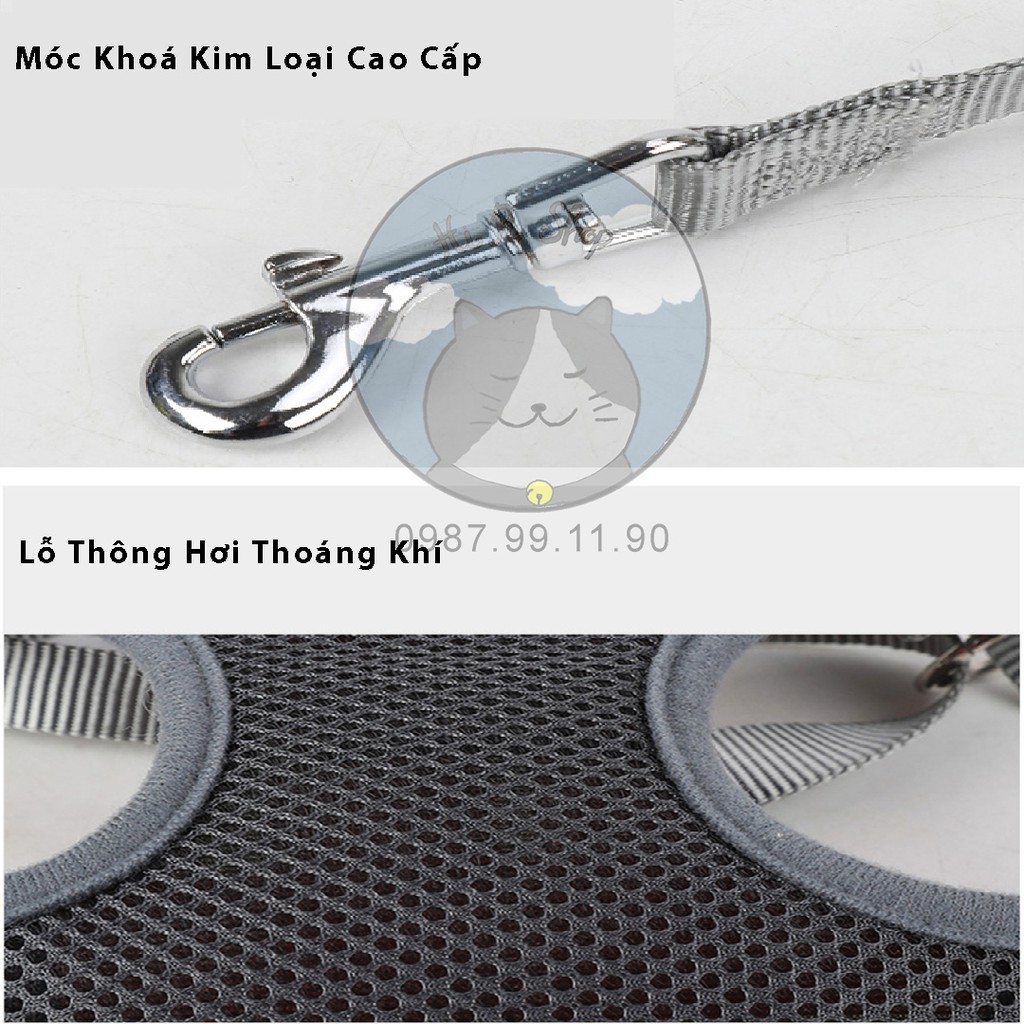 [Rẻ Vô Địch] Dây Dắt Chó Mèo Yếm Ngực Hàn Quốc Nơ Chuông Retro Dây Dẫn Cho Thú Cưng