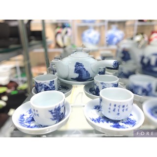 (Mới nhất) Bộ ấm chén uống trà đẹp giá rẻ vẽ trúc lâm thất hiền