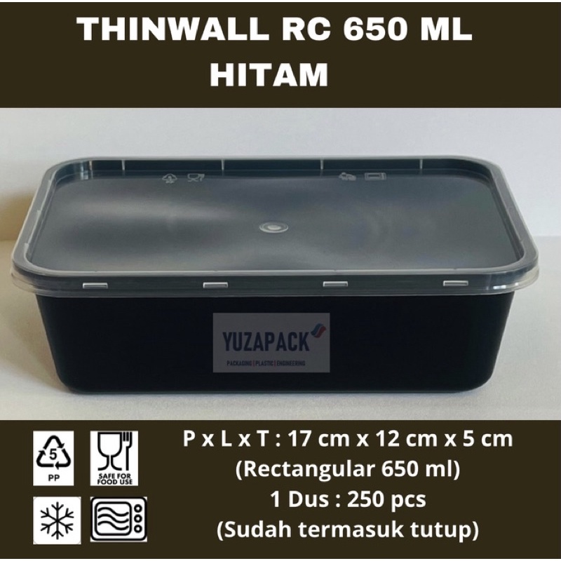 Hộp Nhựa Đen Hình Chữ Nhật 650ml Đựng Đồ Bỏ Lò Vi Sóng