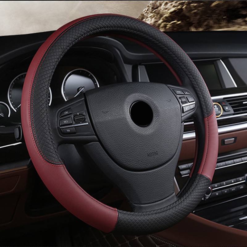 SuperAuto Vỏ Bọc Vô Lăng Xe Hơi 38CM Bằng Da Chống Trượt Trang Trí Ô Tô