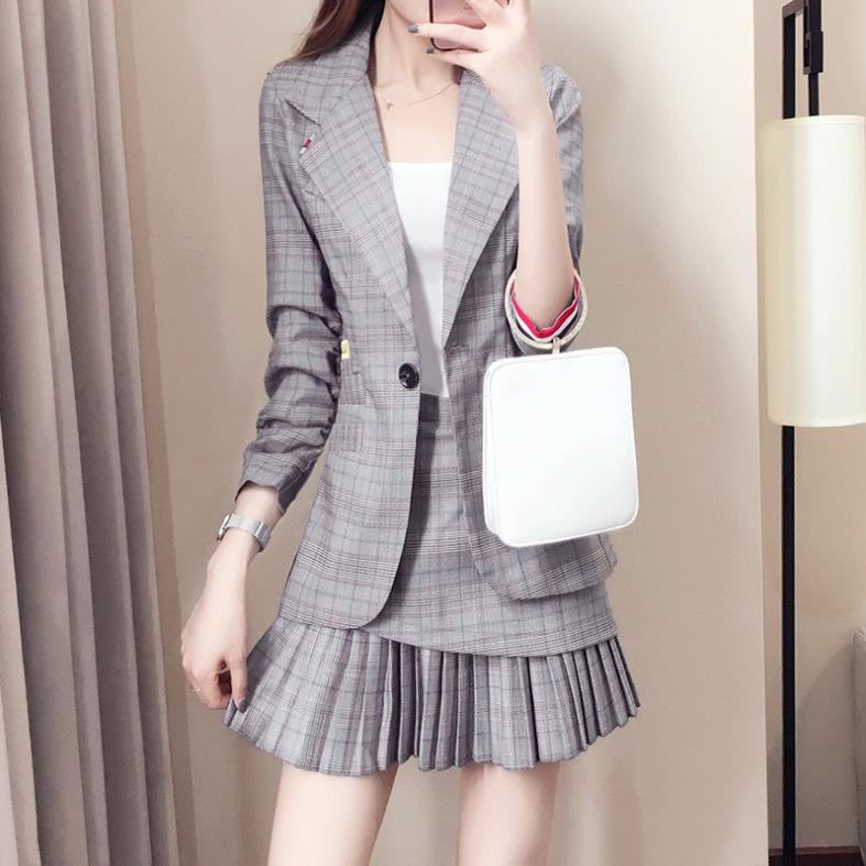 SET BỘ CÔNG SỞ ÁO KHOÁC VEST CARO CHÂN VÁY PHỐI DẬP LY CÁCH ĐIỆU CÓ SIZE LỚN XXXL ZK