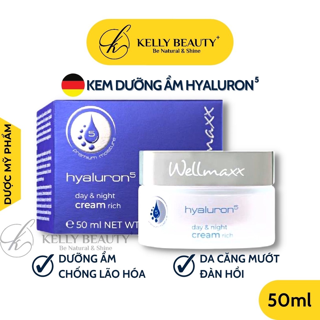 Kem Dưỡng Ẩm Sâu WELLMAXX Hyaluron5 - Cấp & Giữ Ẩm Sâu, Giúp Da Căng Mịn, Đàn Hồi; Chống Lão Hóa Da | Kelly Beauty