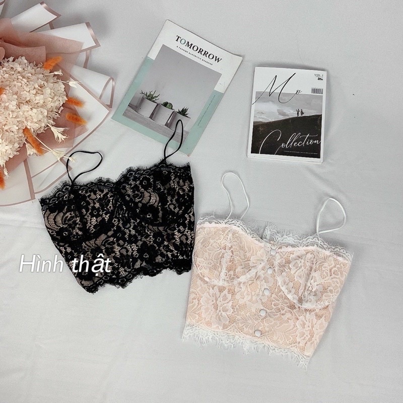Áo 2 dây ren croptop - B0U