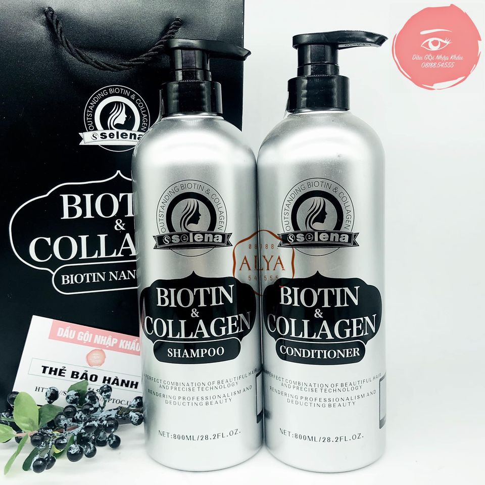 Cặp Dầu Gội Xả Biotin Collagen Selena | Giảm Rụng Tóc,Phục Hồi Tóc Khô Xơ, Hư Tổn