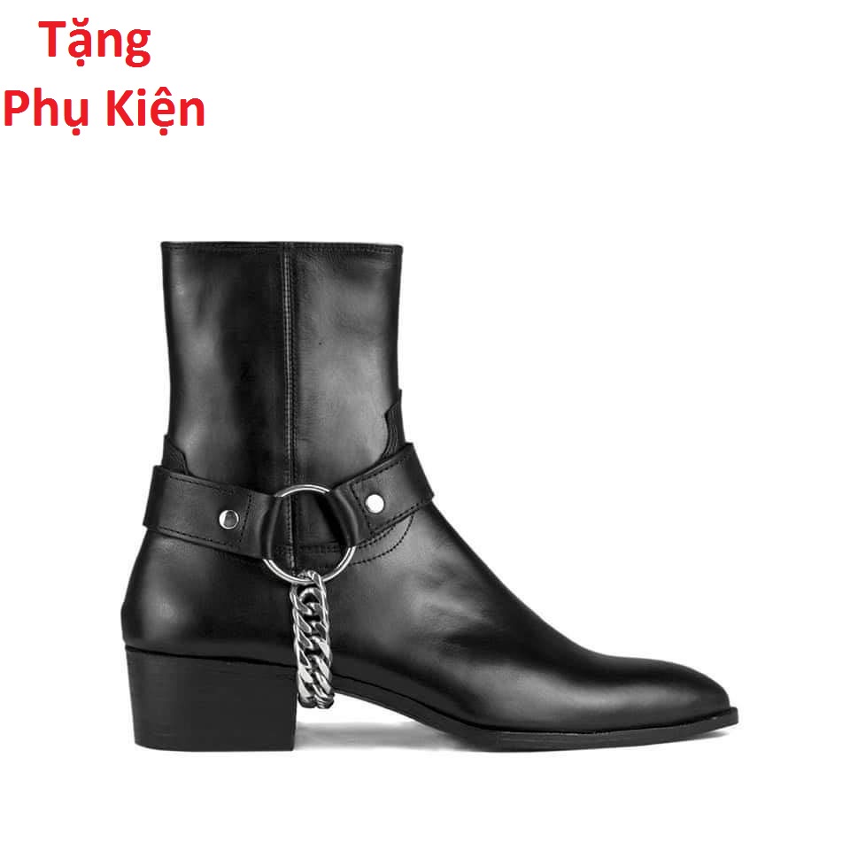 Giày nam harness boots da bò kiểu dáng đường phố Hot nhất Tặng phụ kiện