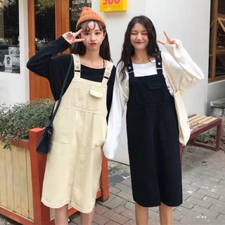 [KÈM ẢNH THẬT] yếm váy jeans dài túi ngực vintage siêu xinh