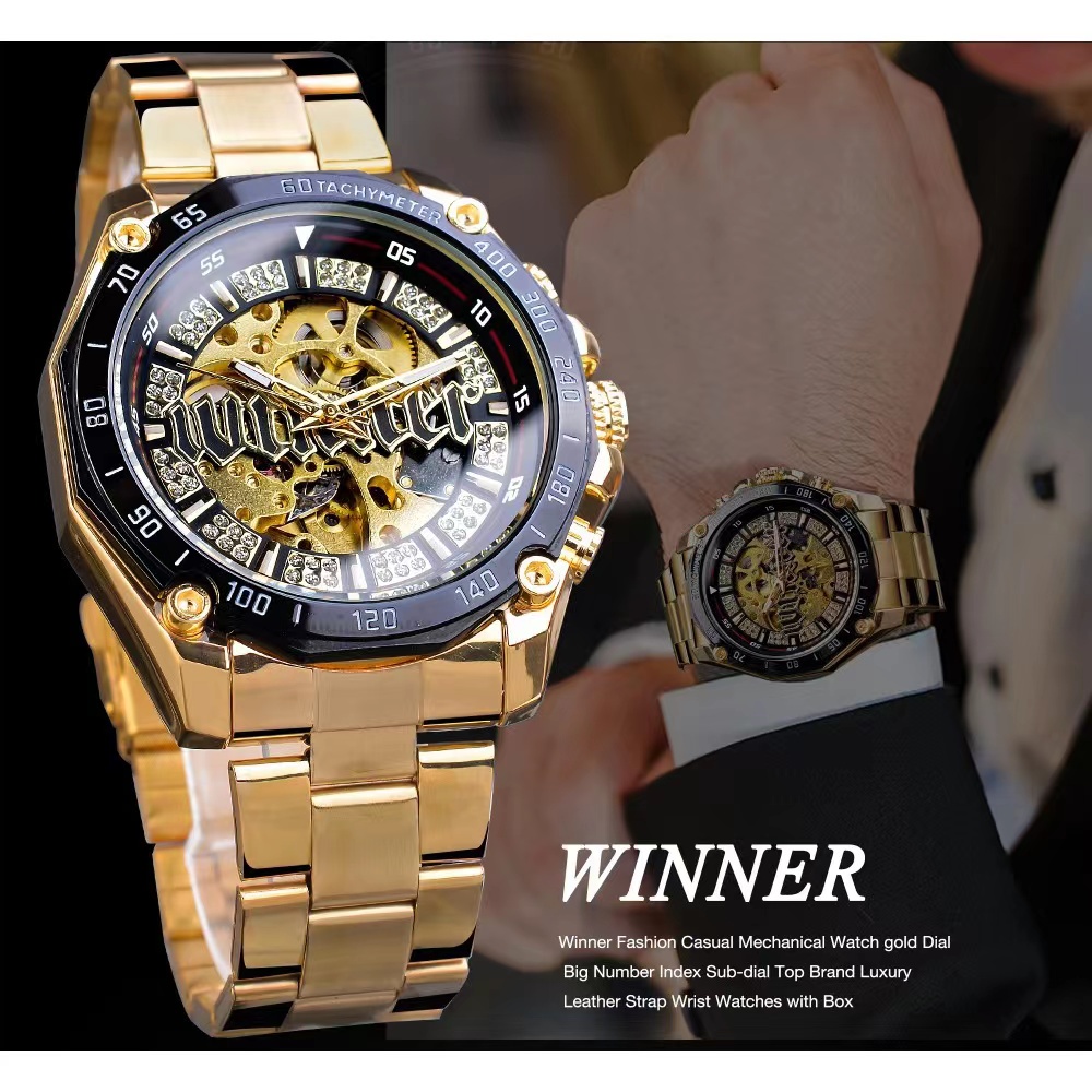 Đồng Hồ Cơ Tự Động Winner Chất Liệu Thép Không Gỉ Sang Trọng