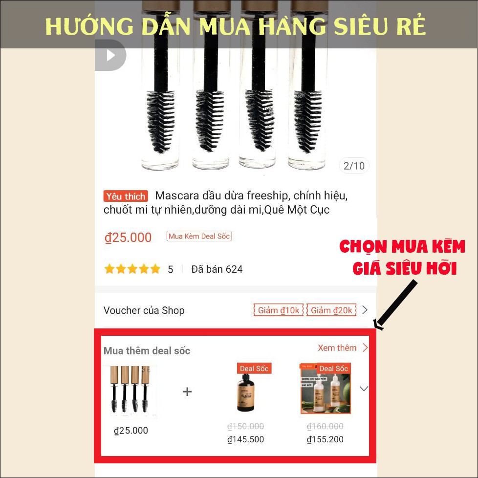 [RẺ SẬP SÀN] COMBO 2 CHAI CHUỐT MI, FREESHIP /MASCARA DẦU DỪA DƯỠNG MI - HANDMADE BY SPAQUEMOTCUC