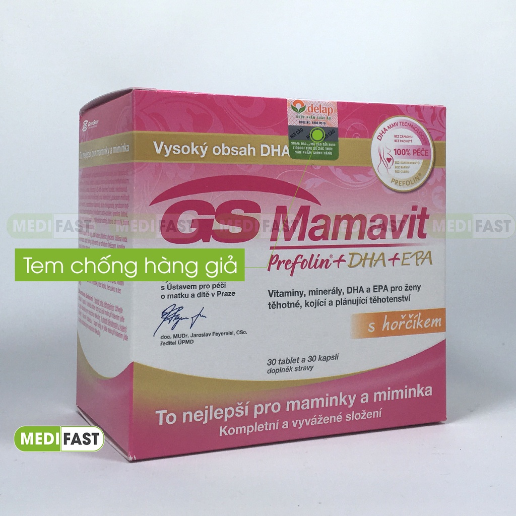 Vitamin tổng hợp cho bà bầu - Vitamin GS Mamavit Có DHA và EPA cho phụ nữ mang thai và cho con bú - Hộp 60 viên