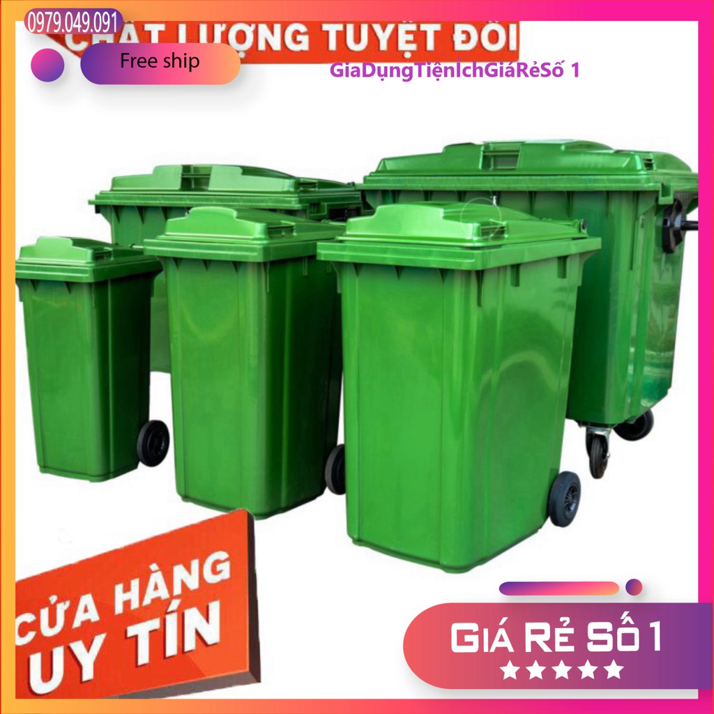 Thùng Rác Công Cộng Có Bánh Xe - Thùng Rác Có Banh Xe 100 Lít Nhựa Cao Cấp Việt Nhật