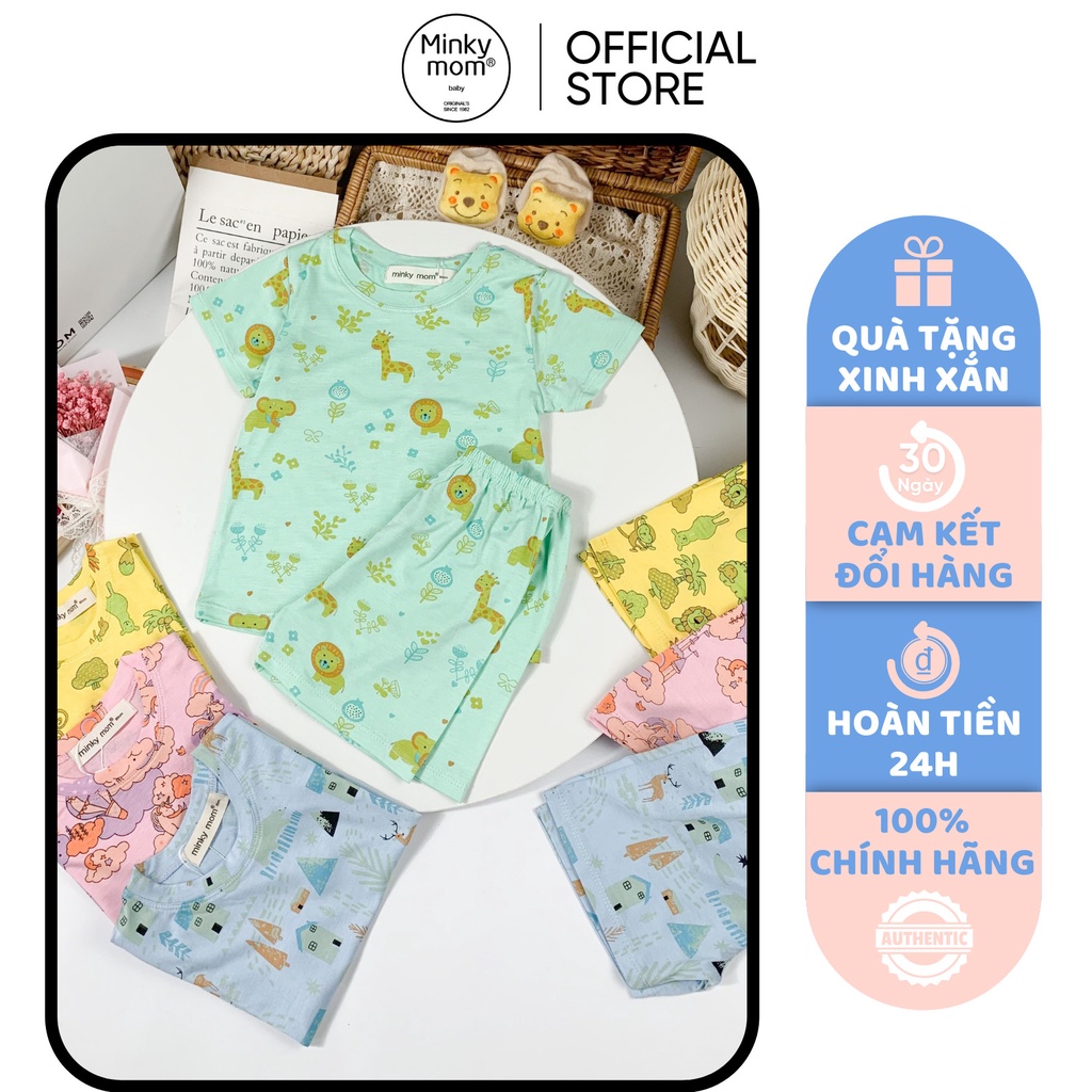 [SALE] Bộ Cộc Tay Cho Bé Trai, Bé Gái Minky Mom Vải Thun Lạnh Hoạ Tiết Ô Tô Cỏ Cây, Đồ Bộ Cho Bé Mặc Nhà MKM2206