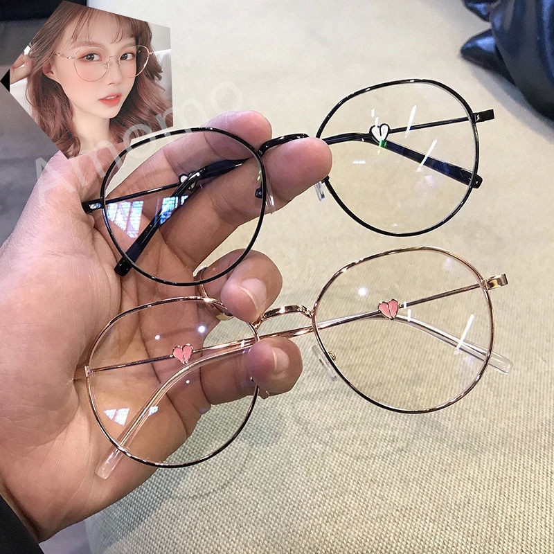 mắt kính cận 0.5~6.0/Kính đeo cậngọng tròn chống ánh sáng xanh kiểu Hàn Quốc /kính thời trang nữ cận kim loại