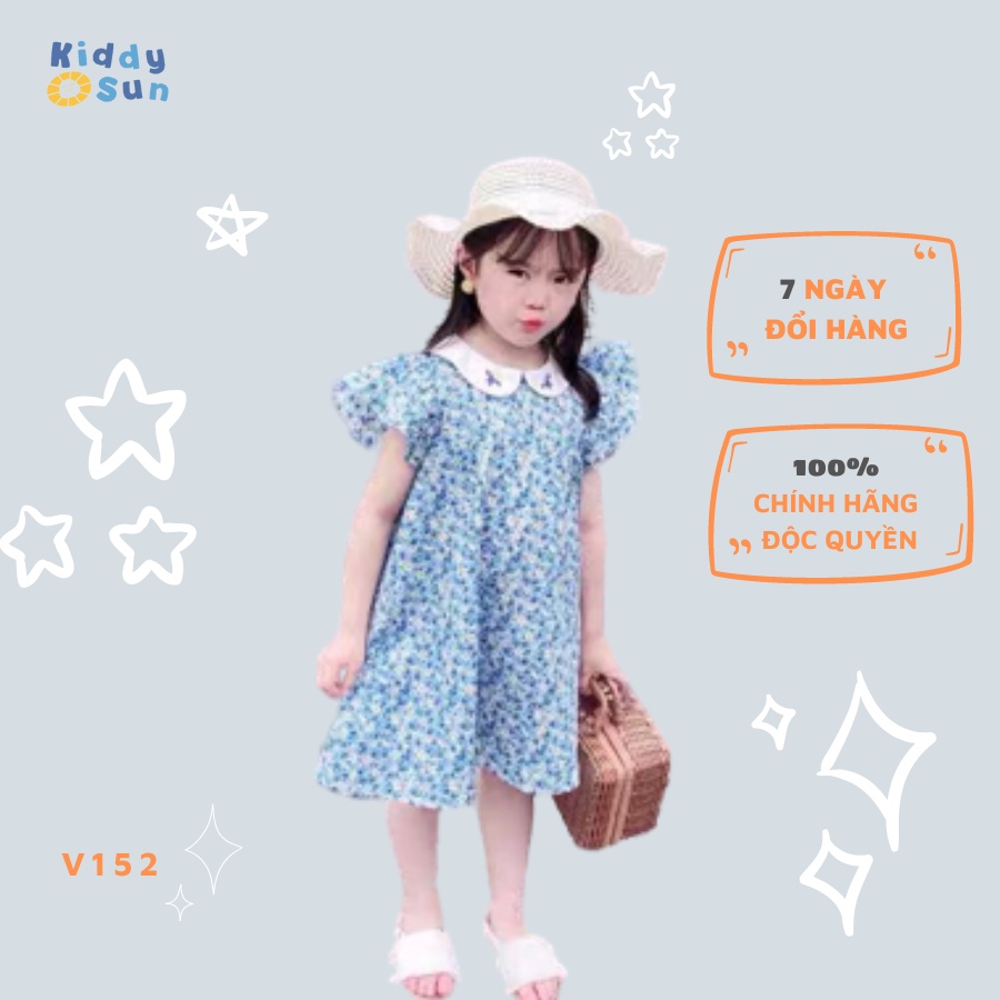Váy hoa nhí đi chơi cho bé gái Sophia 1-12 tuổi tiểu thư cánh tiên thô mềm mát cổ thêu hoa công chúa V152