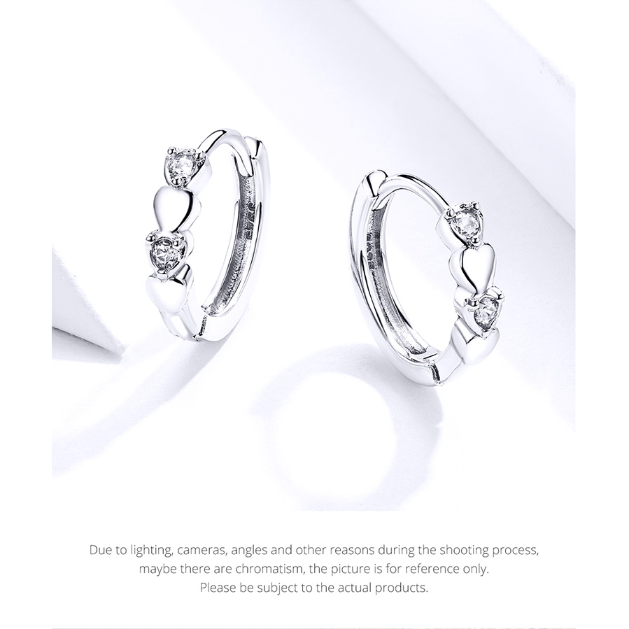 Khuyên tai vòng hình trái tim Bamoer thời trang