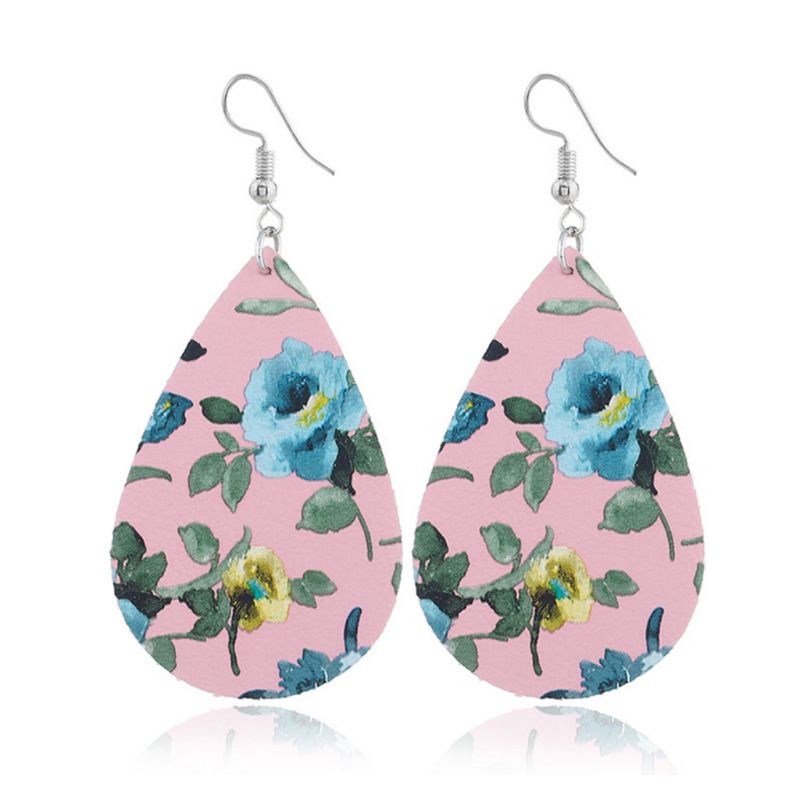 1 Đôi Bông Tai Da Đính Kim Sa Hình Hoa Thời Trang