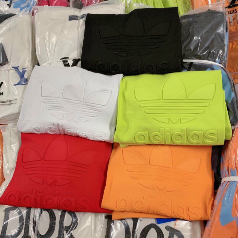Áo phông dập nổi adidas túi zip, dáng rộng giấu quần, cotton mát mịn