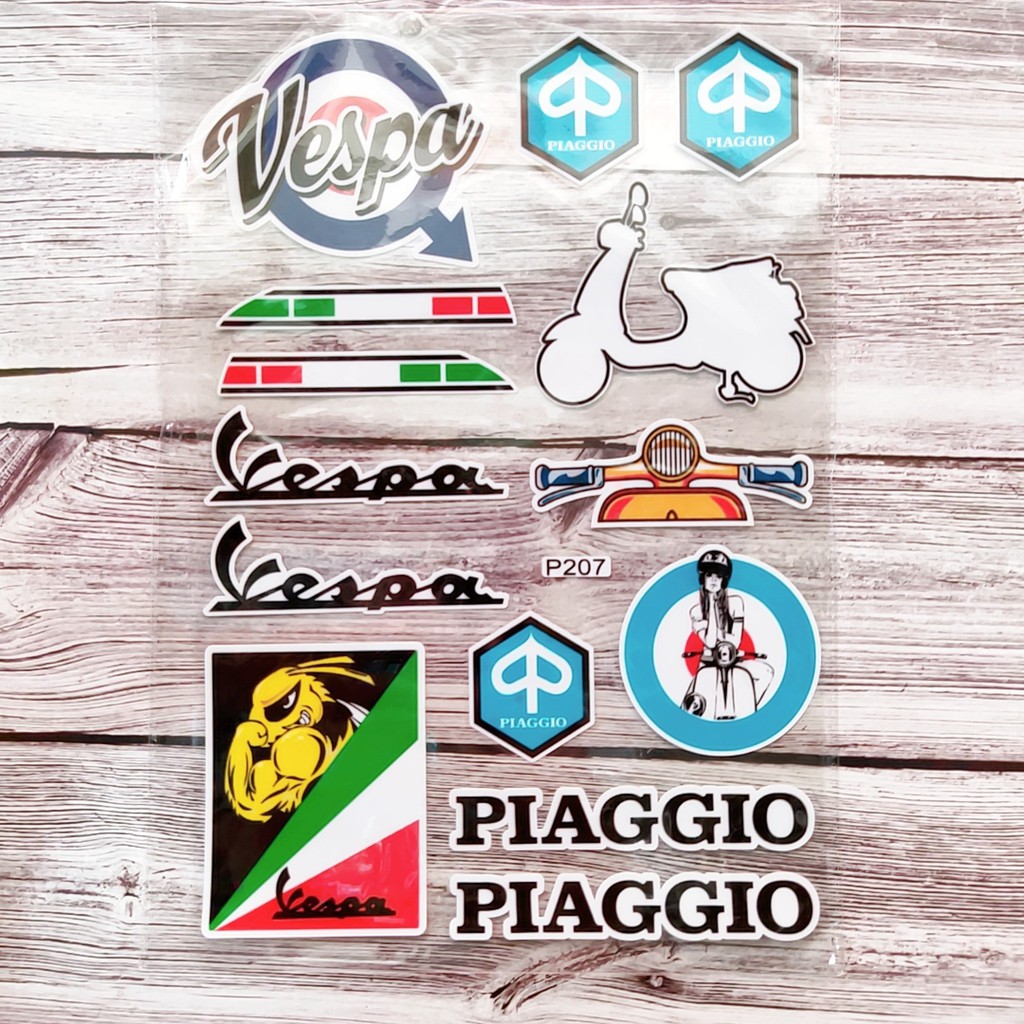 Decal tem dán Vespa Piaggio Italia mẫu mã đa dạng, sắc nét, không đụng hàng