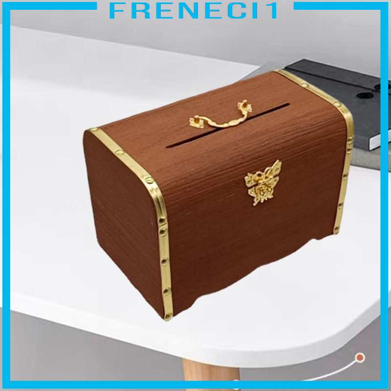 Hộp Đựng Tiền Tiết Kiệm Bằng Gỗ Có Khóa Kho Báu Cổ Điển