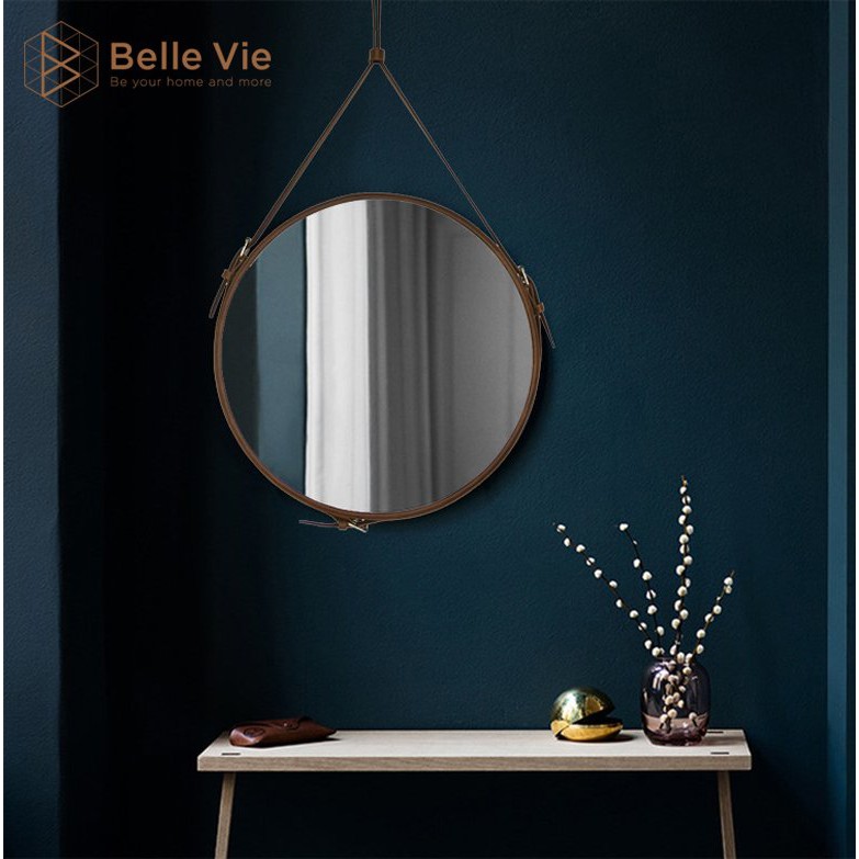 Gương Tròn Treo Tường Decor Dây Da Simili Cao Cấp BelleVie Đường Kính 40cm , 50Cm , 60Cm  Mirror Decor