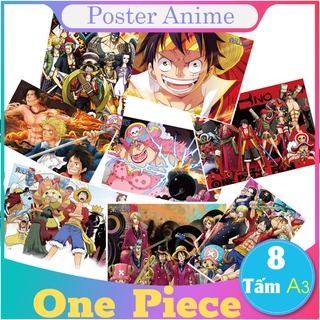 [Giấy Xịn] Set 8 tấm tranh poster to A3 ONE PIECE anime áp phích siêu chất