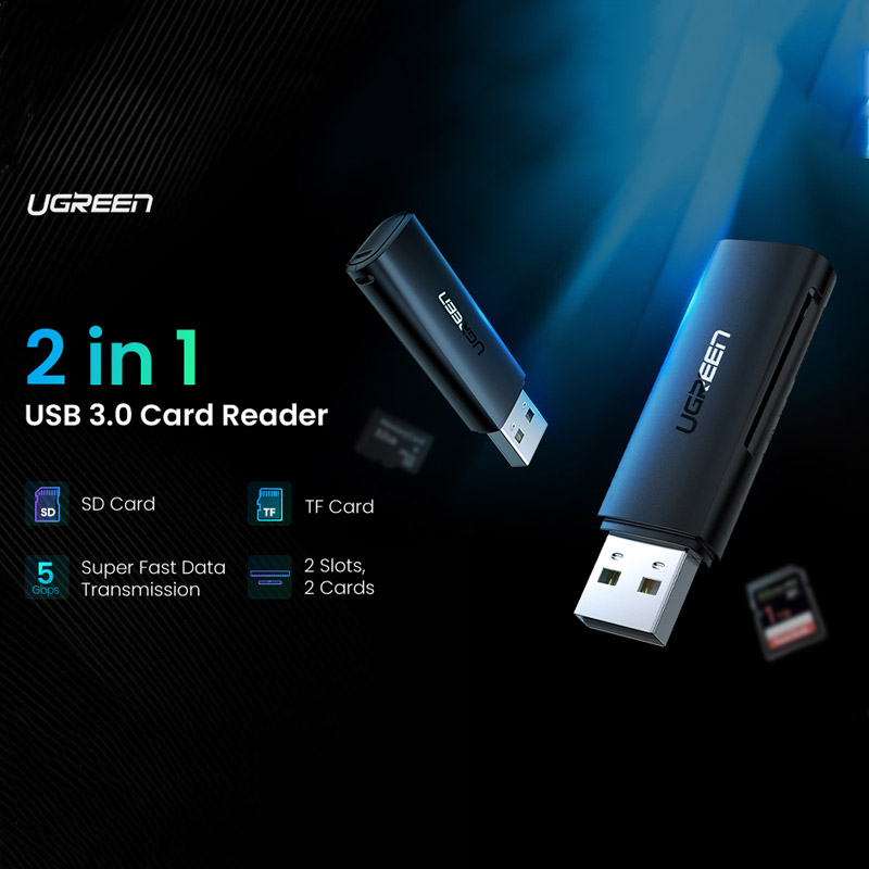 Đầu Đọc Thẻ Nhớ UGREEN Usb 3.0 / 2.0 Sang Sd / Tf Cho Laptop