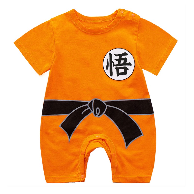 Bộ Áo Liền Quần Vải Cotton Tay Ngắn In Hoạt Hình Dễ Thương Thời Trang Mùa Hè Cho Bé