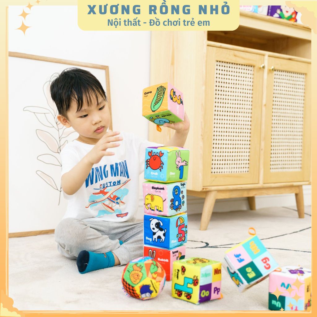Bộ 9 Đồ Chơi Hình Khối Xúc Xắc Cho Bé Vừa Chơi Vừa Học