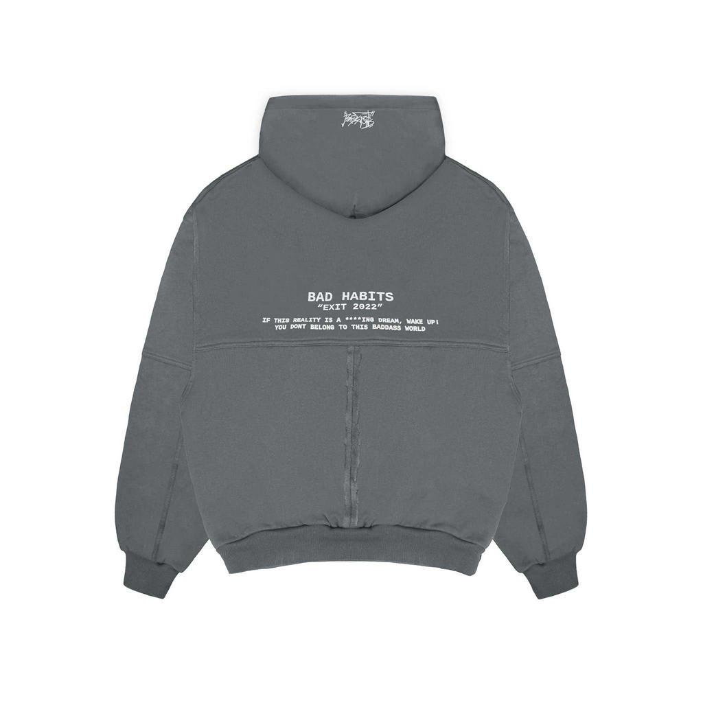Áo Khoác Nỉ Bad Habits Boxy Halfzip Hoodie -Màu Cement - Local Brand Chính Hãng