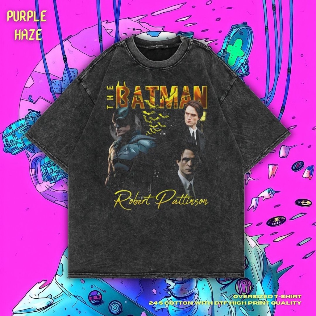 Áo Thun Cỡ Lớn In Hình Người Dơi Cá Tính | Đá Rửa Đá | Áo Thun Người Dơi | Áo Sơ Mi Pattinson Robert | Áo Thun Oversize | Phong Cách Cổ Điển | Áo
