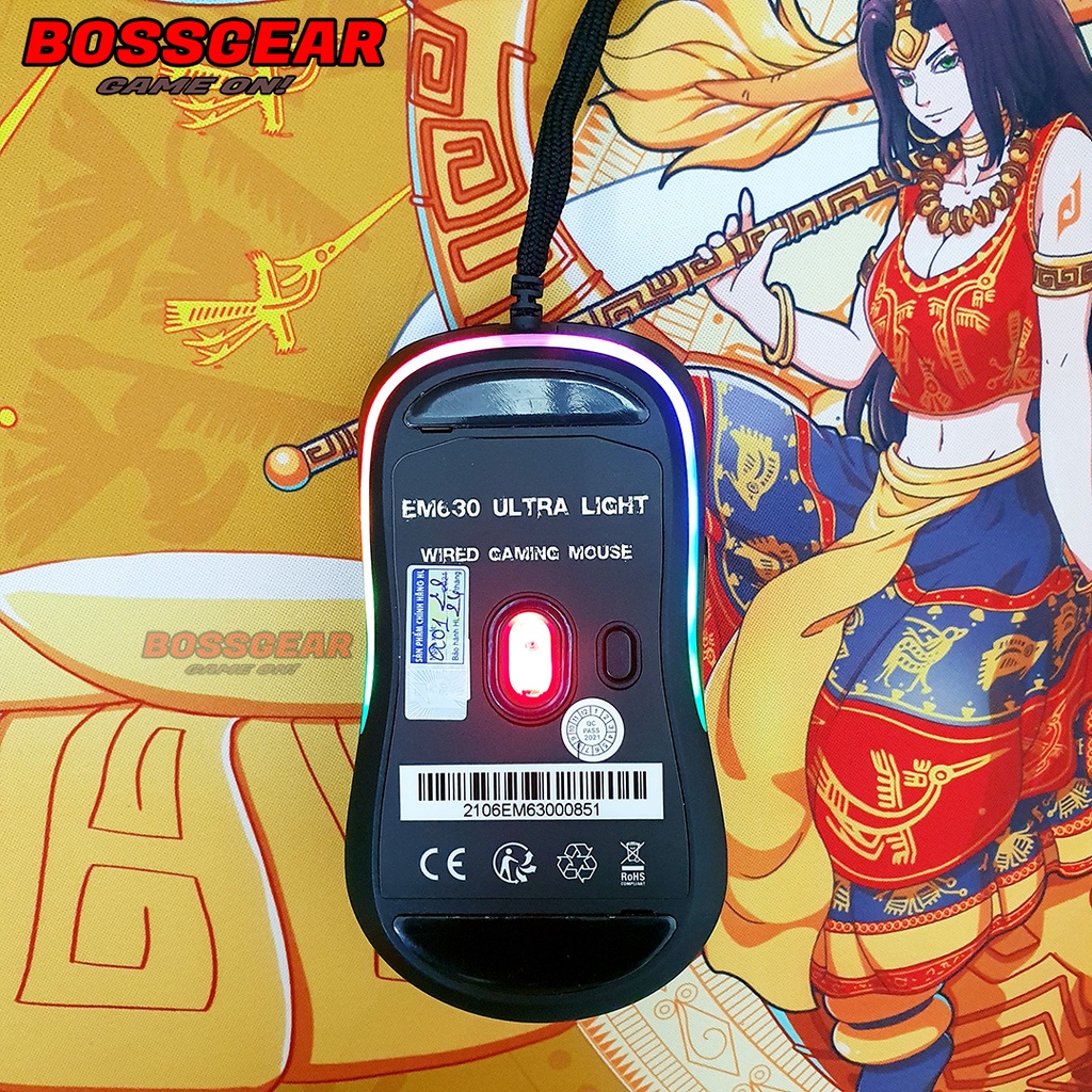 Chuột gaming, Chuột máy tính chơi game có dây E-Dra EM630 Ultra Light - 50 triệu lượt click - LED RGB - Hàng chính hãng