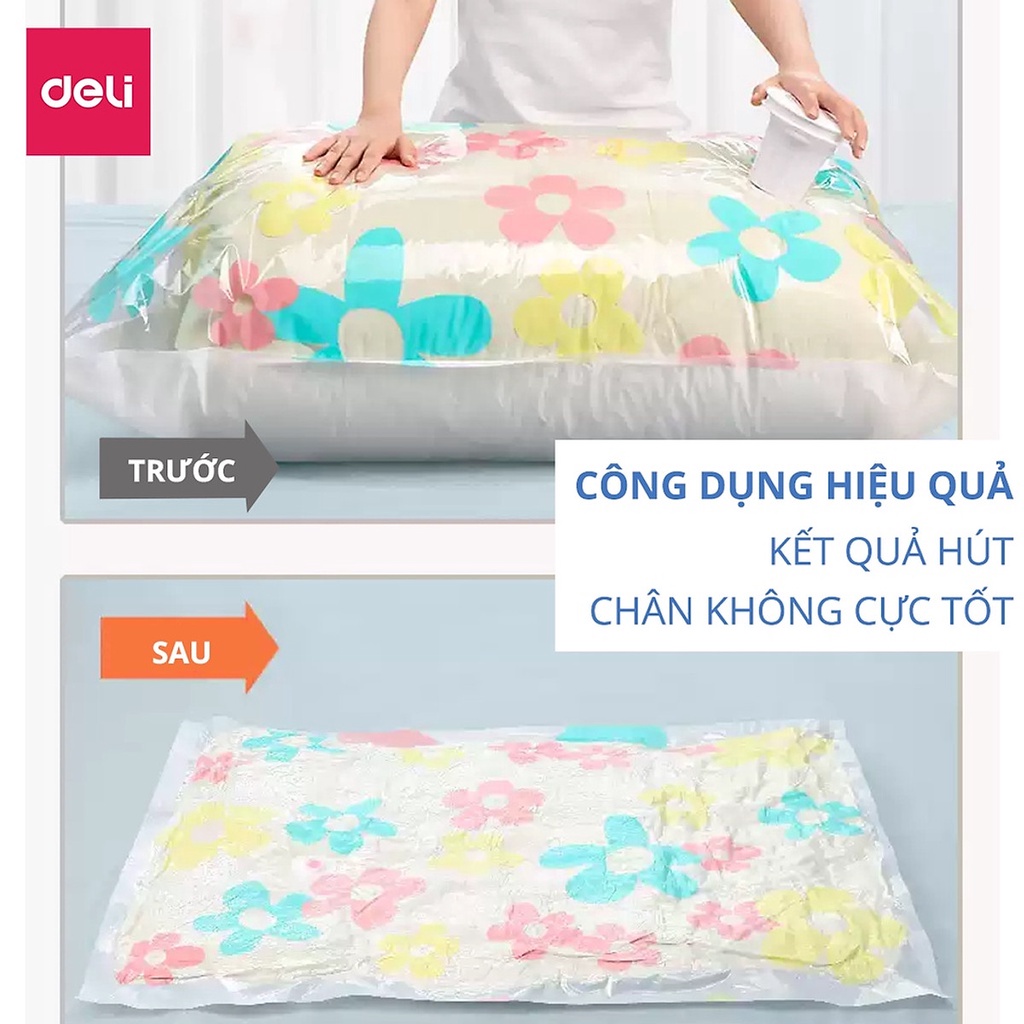 Túi hút chân không đựng quần áo, chăn ga gối , thú bông Deli - Loại dày cao cấp, bảo vệ quần áo, chăn ga